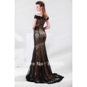  Hot Stock Off the Shoulder Lace Applique Fashion Evening Dresses Black Mermaid Prom Dresses Red Carpet Gown CL4471