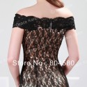  Hot Stock Off the Shoulder Lace Applique Fashion Evening Dresses Black Mermaid Prom Dresses Red Carpet Gown CL4471