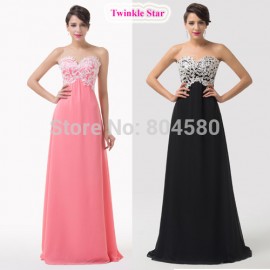   Black Pink lace Appliques Long Evening dress Floor Length Sleeveless Celebrity dresses Formal Prom Party Gown CL6135