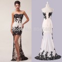   Black Sleeveless Short Front Long Back Lace Evening dress Women Formal Party dresses Long Prom Gown Plus size CL6044