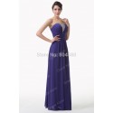   Chic Women Strapless Long Empire Prom dress Sleeveless Purple Crystal beading Evening Gown Formal Party Dresses CL6207