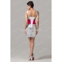   Silver Color with red waistband Crystal Sequins Bandage dress Short Evening Gown Women Summer Prom Party dresses CL6099