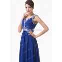  Stock Floor Length Backless Homecoming Party dress Long Chiffon Evening dresses Blue Formal Gowns CL6189