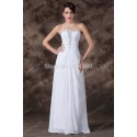   Strapless A Line Novelty Winter Party Dress Chiffon Long Evening dresses White Sleeveless Formal Prom Gowns CL6236