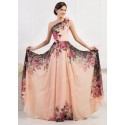  Summer Women Long Floral Print Dress Sleeveless One Shoulder Slim Evening dresses Formal Vintage Pattern Party Gown CL7504