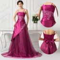 2015 Hot!Grace Karin Straps Voile Satin Dinner Party Dress Sexy Women Evening dresses Wine Red Long Prom Ball Gown  CL7516