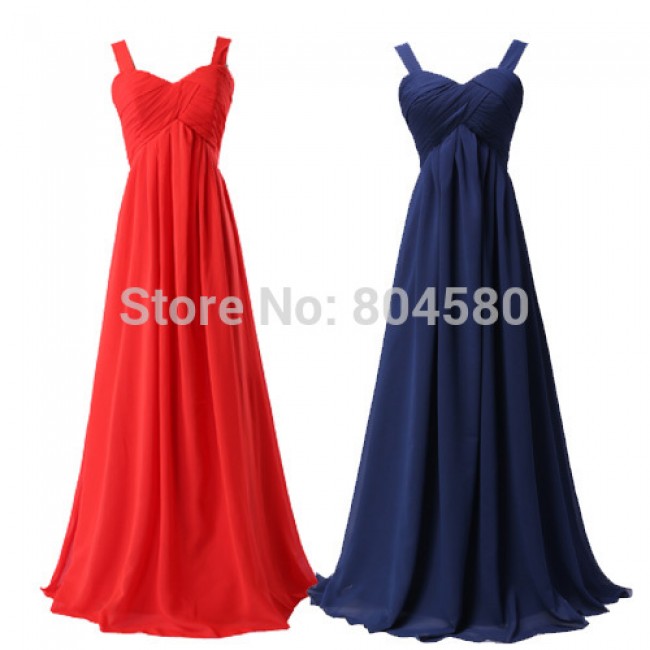 2015 New Arrival Floor Length Two Shoulder prom dresses Long Evening Gown dress Sleeveless Formal Gowns Blue Red White CL3466
