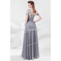 2015 New! Fashion Grace Karin Short Sleeves Grey Chiffon & Lace special occasion evening dress Long Prom party Gown CL4445