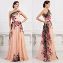 3 Designs Grace Karin Stock One Shoulder Flower Pattern Floral Print Chiffon Evening Gown Dress Party Prom dresses  CL750234
