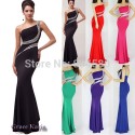 Actual Imagine 2015 New Charming One Shoulder Evening Party Gown Backless Bandage dress long mermaid prom dresses Beading 6062