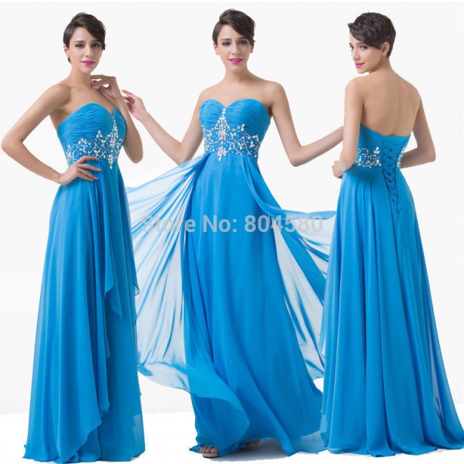 Actual Imagine Blue Long Chiffon Prom Gown Floor Length Engagement Party Evening Dresses Plus Size Special Occasion Dress D6183