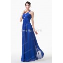 Attractive Cheap One Shoulder Blue Chiffon Toast Formal Prom dress Long Evening Gown Korean Fashion Vintage Party dresses CL6209