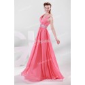 Beach Style Grace Karin In Stock V neck Floor Length Pink Chiffon Bridesmaid dress 2015 Long Wedding Party dresses Cheap 4431