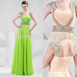 Bead Strapless Chiffon A-Line Party Prom Dresses Formal Evening Long Dress  CL4446