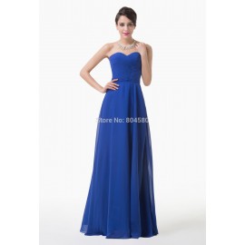 Beautiful   Winter Special Occasion Long Blue Chiffon party dress renda Formal Evening Gown Women Prom dresses CL6232