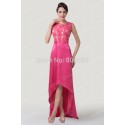 Best Sales Grace Karin Lace Appliques Bandage dress Short Front Long Back Evening Gown Prom dresses  Satin CL6246