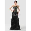 Black Off Shoulder Applique Peacock Celebrity dresses Floor length Chiffon Long Evening Prom dress Women Formal Gown CL6168