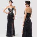 Blue Black Purple Straight Bandage dress Strapless Split Front Sequins Women Evening Party dresses Formal Prom Gown Ball CL6291