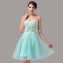 Charming  Knee length Organza Ball Gown Blue Bead Formal party Homecoming dresses Sexy Evening Prom dress  CL6144