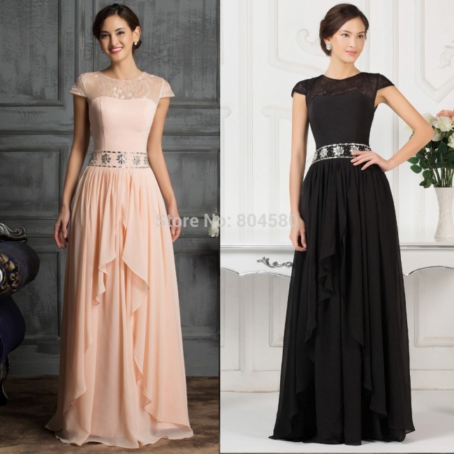Cheap Grace Karin Floor Length A Line Cap Sleeve Homecoming Maxi dress Long Formal Party Gown Women Evening dresses prom CL7520