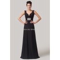 CheapGrace Karin Sleeveless Deep V-Neck Black evening dress Long prom party Gowns Formal Celebrity dresses CL6159