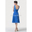 Christmas   Fashion Sleeveless Blue Formal Dresses For Women Special Occasion Dinner Party Gown Short Prom Dress CL6218