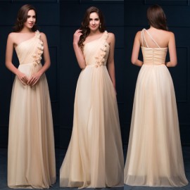 Classy Grace Karin One Shoulder Sexy Party Evening Dress in Stock Chiffon Backless Long Maxi Prom Dresses for Celebrity  C4466