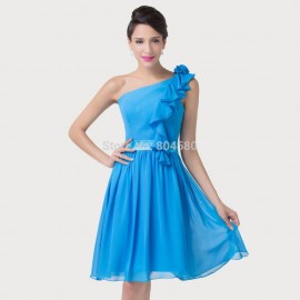 Elegant  Sexy Women Celebrity Backless Ball Blue Short Bandage Dress Party Evening Gown Chiffon Prom Dresses CL6217