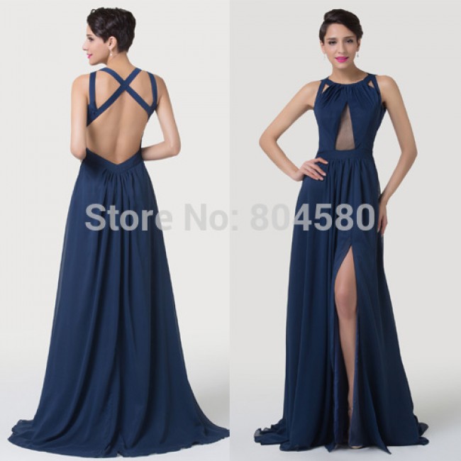 Elegant Floor Length Sexy Long Chiffon evening dress Sleeveless Backless Celebrity dresses Formal Women Prom Party Gown CL6281