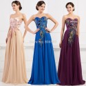 Elegant Grace Karin Strapless Peacock Applique Sleeveless Lace Up Back Formal Evening dress   Long Prom Party Gown CL6168