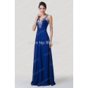 Elegant Lace up Back Long Beads Chiffon Celebrity dresses Floor Length Deep V neck Formal Evening Prom Gown Party dress CL6197