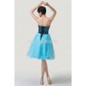 Elegant Women Strapless knee length Short Prom Dress Crystal  Blue Ball Gown muslim Evening party debutante dress CL6250 