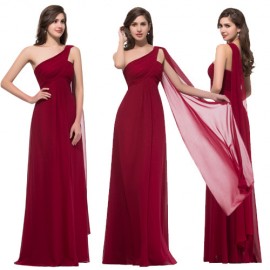 Elegant 2015 Summer Big Size Women One Shoulder Evening Dresses Red Long Celebrity Dress Prom Party Gown Chiffon Full Length D89