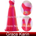 Fashion DesignGrace Karin  Colorful Chiffon Formal Prom Gown Strapless Beaded Blue Red Long Evening Dresses CL6069