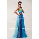Fashion DesignGrace Karin  Colorful Chiffon Formal Prom Gown Strapless Beaded Blue Red Long Evening Dresses CL6069