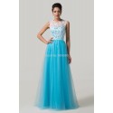 Fashion Full Length Blue Lace Applique Long Evening dress Formal Prom Dresses Elegant Maternity Party Girl Gown CL6124