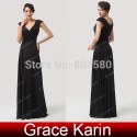 Fashion Women sleeveless Deep V-Neck model Bandage dress party Sexy Black Celebrity Dresses Long Evening Gowns Prom  CL6169