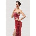 Fashion Strapless Sequins Women Split Red Carpet Celebrity dresses Long Evening dress Bandage Party Gown Lace-up back CL6102