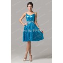  DeliveryGrace Karin Blue/Golden Spaghetti Straps sexy women V-Neck Sequins Prom Party Gown Short evening dresses  CL6149