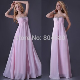  delivery  Sexy Stock Sleeveless Birthday Party dress Long Prom Gown Floor Length Chiffon Evening Dress  CL3523