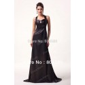 Grace Karin Stock Cross back Satin Formal Black Evening Dress Long Prom Party Celebrity Dresses CL6056