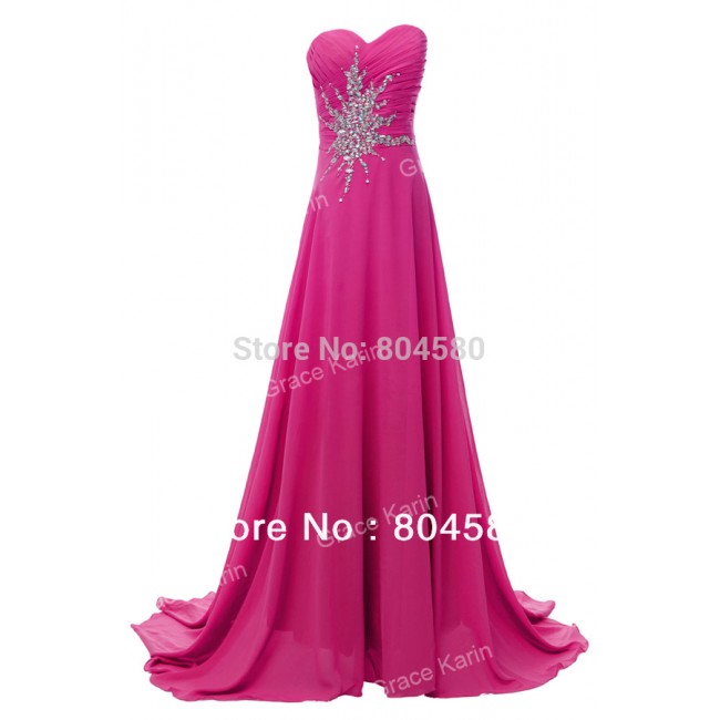 Grace Karin Stock Strapless Chiffon Evening Prom dress Floor Length Long Women Pageant Party Dresses Gown CL4505