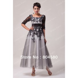 In Stock Half Sleeve Lace & Tulle Ball Gown Evening Prom Party Dress Long Quinceanera Dreses 8 Size US 2~16 CL6051