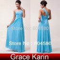   In stock One shoulder Chiffon Formal Party Prom Gown Cheap Long Beaded Evening Dress  CL6027