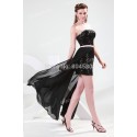 Stock Strapless Knee Length Bandage dress Short Evening Party Gown with Sequined Black Women Prom dresses CL4408