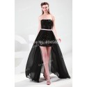 Stock Strapless Knee Length Bandage dress Short Evening Party Gown with Sequined Black Women Prom dresses CL4408