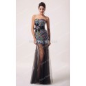 Strapless Sequins +Tulle Long Celebrity Dresses Colorful Formal Evening Gown Women Mermaid prom Dress  CL6026