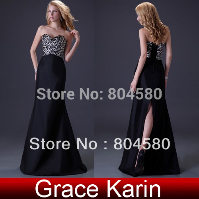 Grace Karin Stock Strapless Leopard Party Gown Prom Ball Formal Evening Dress 8 Size CL3423