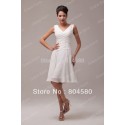 s/lot  Formal Lady Dress Knee-Length Short Bridesmaid dresses White Chiffon Party Gown CL6059