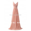  Fashion Women Deep V Neck Chiffon Formal Gown A-line Long Dresses Evening Party Dress CL6010